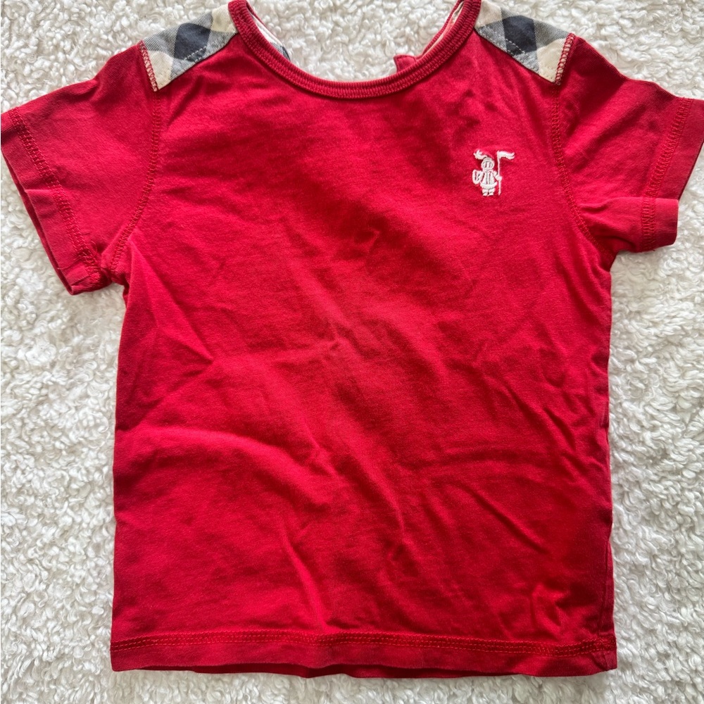 Burberry Red Short Sleeve Tee Vibrant Cotton Blend